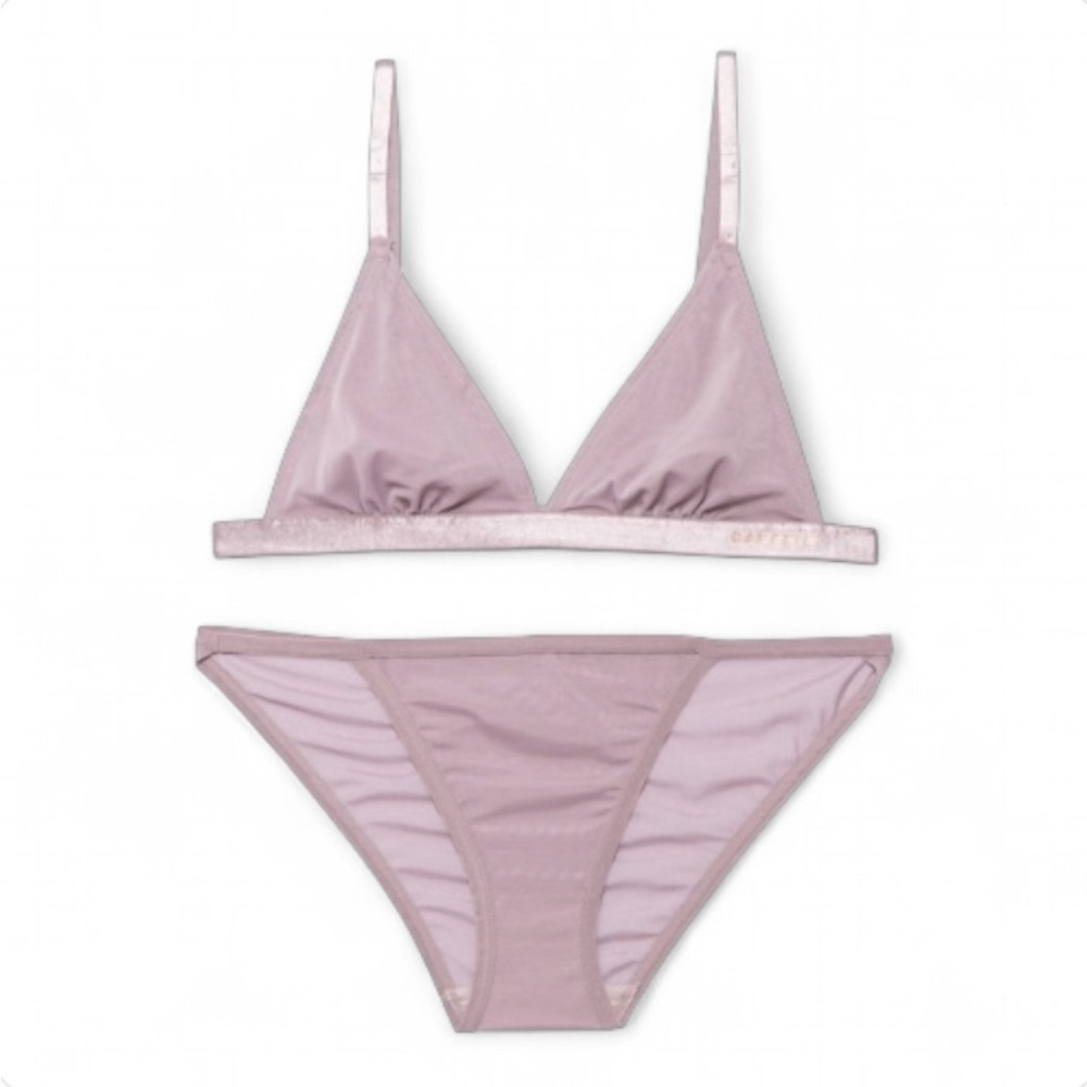 Danskin Lavender Mesh Bralette and Panties Set Purple Womens Size Large NWT